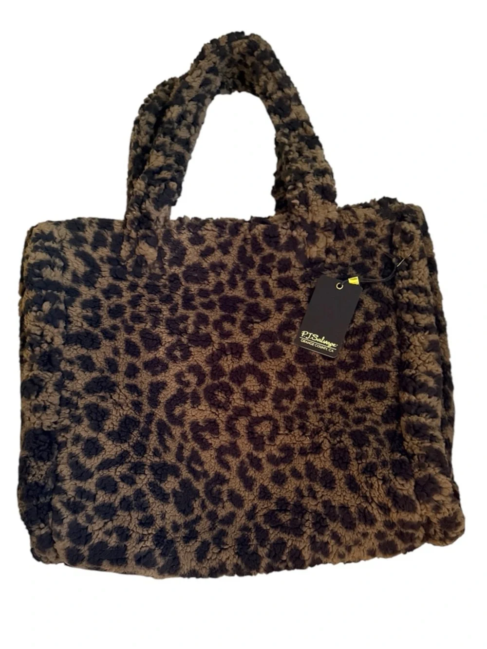 P.J. Salvage Animal Print Sherpa Tote Bag Large /Brown . New with Tags.